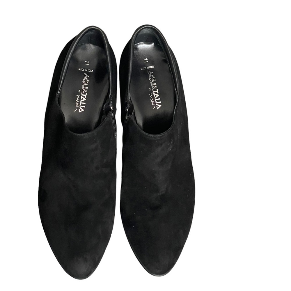 Aquatalia by Marvin K made in Italy Black Suede leather Heeled‎ Bootie size 11